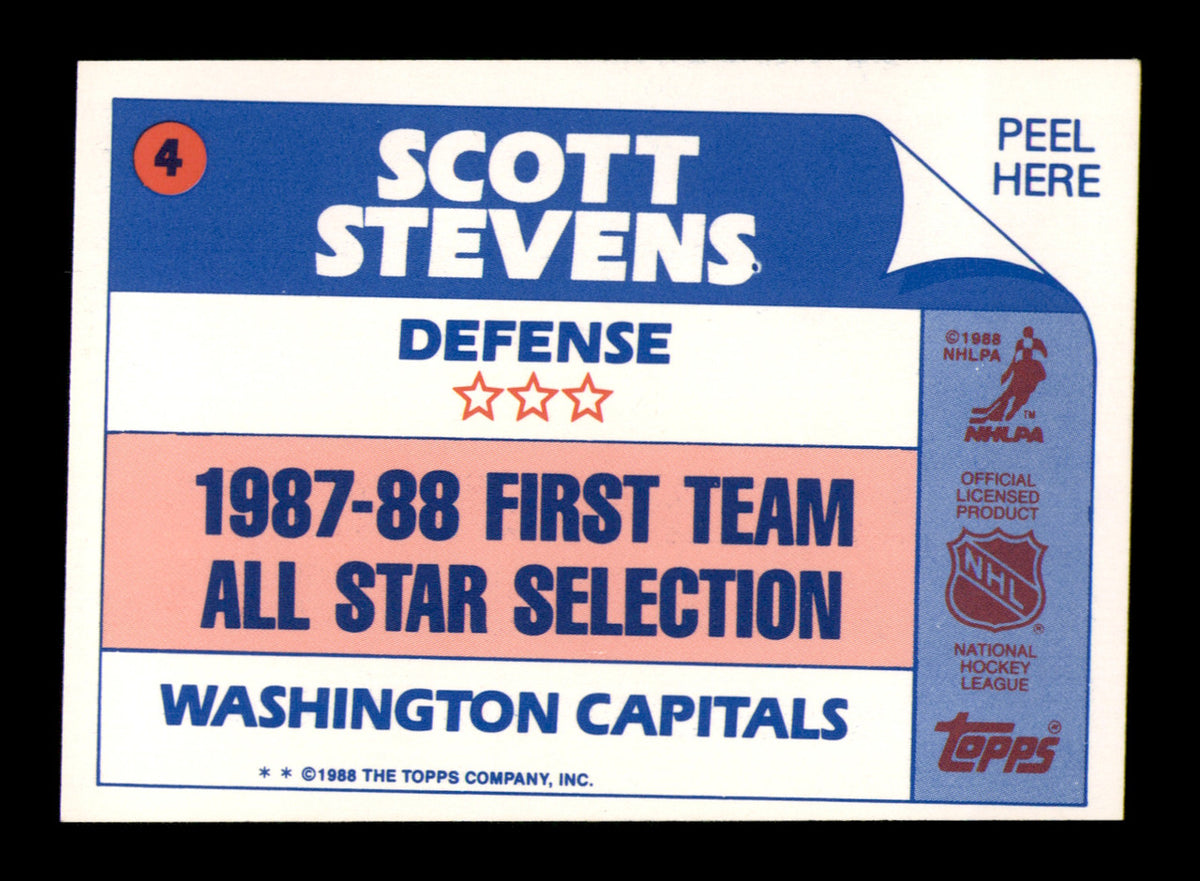 Scott Stevens Autographed 1988-89 Topps Stickers Card #4 Washington Capitals SKU #251606