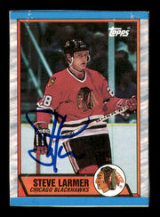 Steve Larmer Autographed 1989-90 Topps Box Bottoms Card #J Chicago Blackhawks SKU #251617