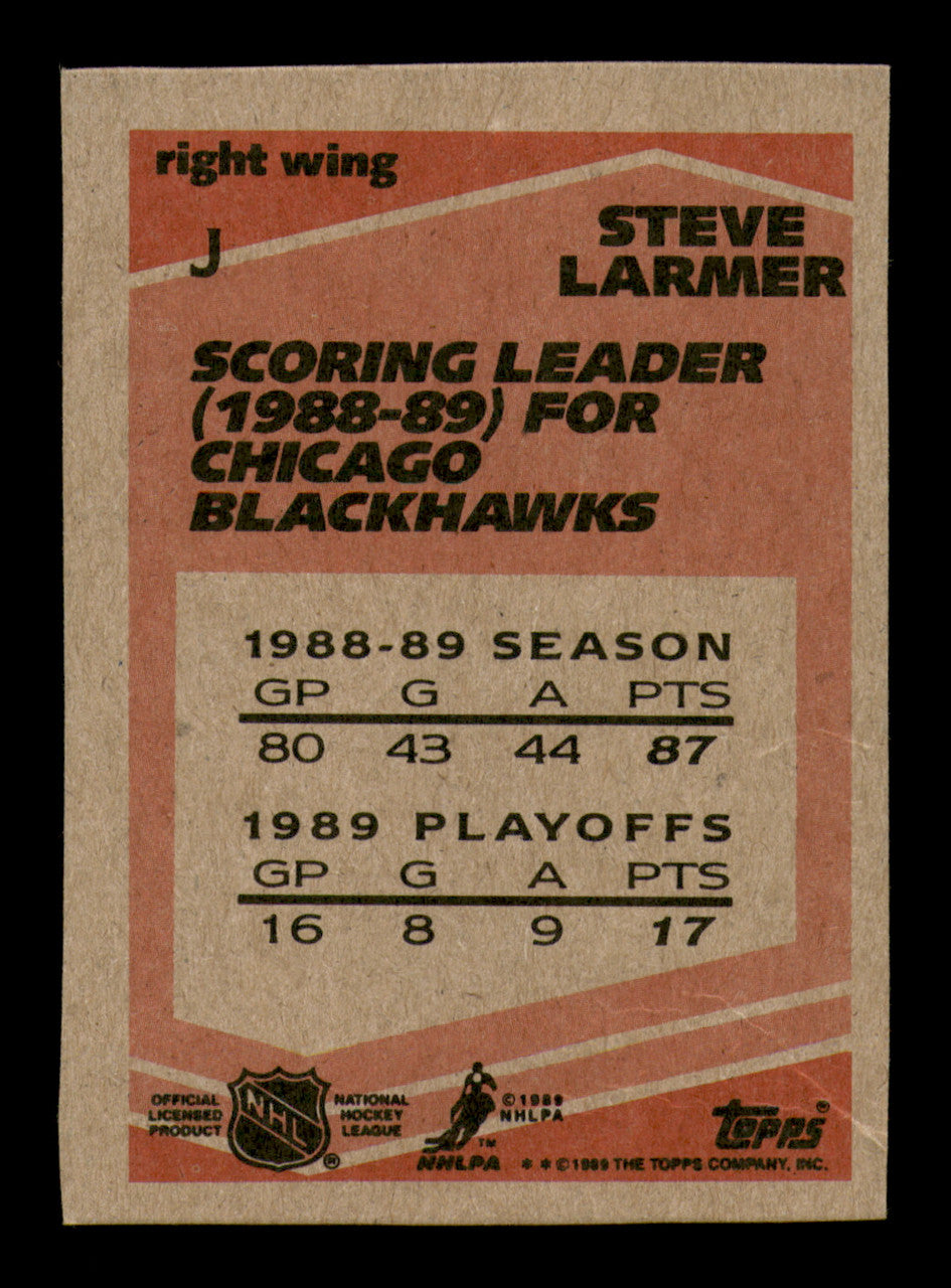 Steve Larmer Autographed 1989-90 Topps Box Bottoms Card #J Chicago Blackhawks SKU #251617