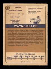 Wayne Dillon Autographed 1974-75 O-Pee-Chee WHA Card #3 Toronto Toros SKU #251620