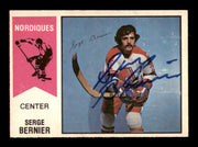 Serge Bernier Autographed 1974-75 O-Pee-Chee WHA Card #5 Quebec Nordiques (Damaged) SKU #251622