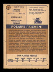 Rosaire Paiement Autographed 1974-75 O-Pee-Chee WHA Card #7 Chicago Cougars SKU #251623