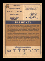 Pat Hickey Autographed 1974-75 O-Pee-Chee WHA Card #24 Toronto Toros (Smudged) SKU #251627