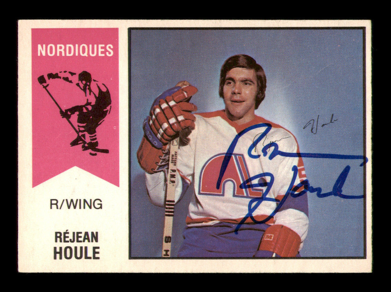Rejean Houle Autographed 1974-75 O-Pee-Chee WHA Card #41 Quebec Nordiques SKU #251636