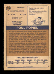 Poul Popiel Autographed 1974-75 O-Pee-Chee WHA Card #59 Houston Aeros SKU #251641