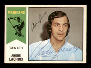 Andre Lacroix Autographed 1974-75 O-Pee-Chee WHA Card #60 San Diego Mariners SKU #251642