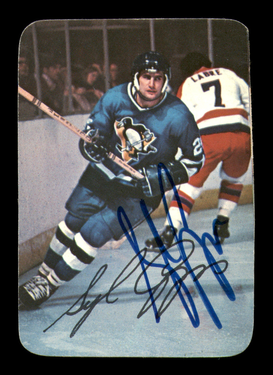 Syl Apps Autographed 1976-77 Topps Glossy Card #13 Pittsburgh Penguins SKU #251665