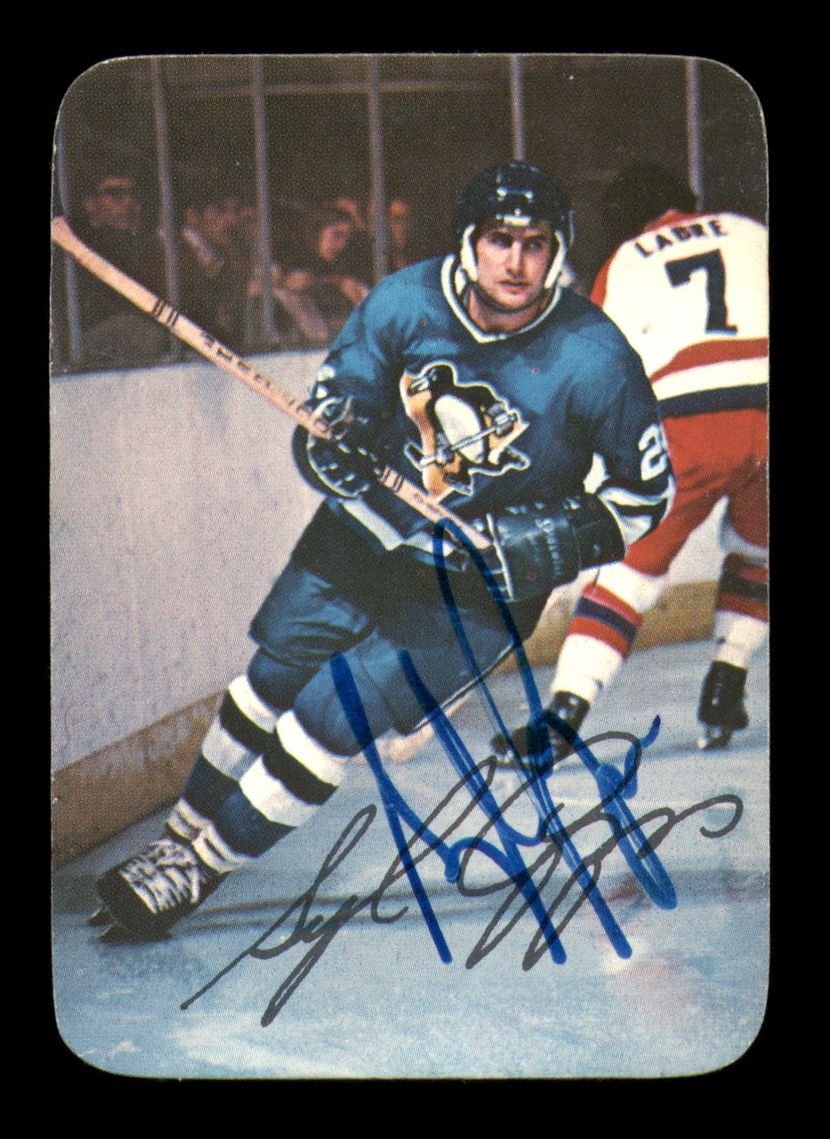 Syl Apps Autographed 1976-77 Topps Glossy Card #13 Pittsburgh Penguins SKU #251666
