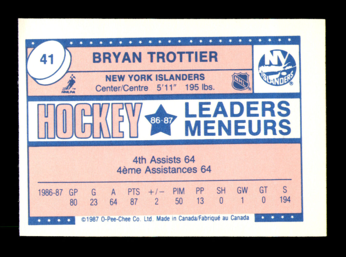 Bryan Trottier Autographed 1987-88 O-Pee-Chee Minis Card #41 New York Islanders SKU #251672