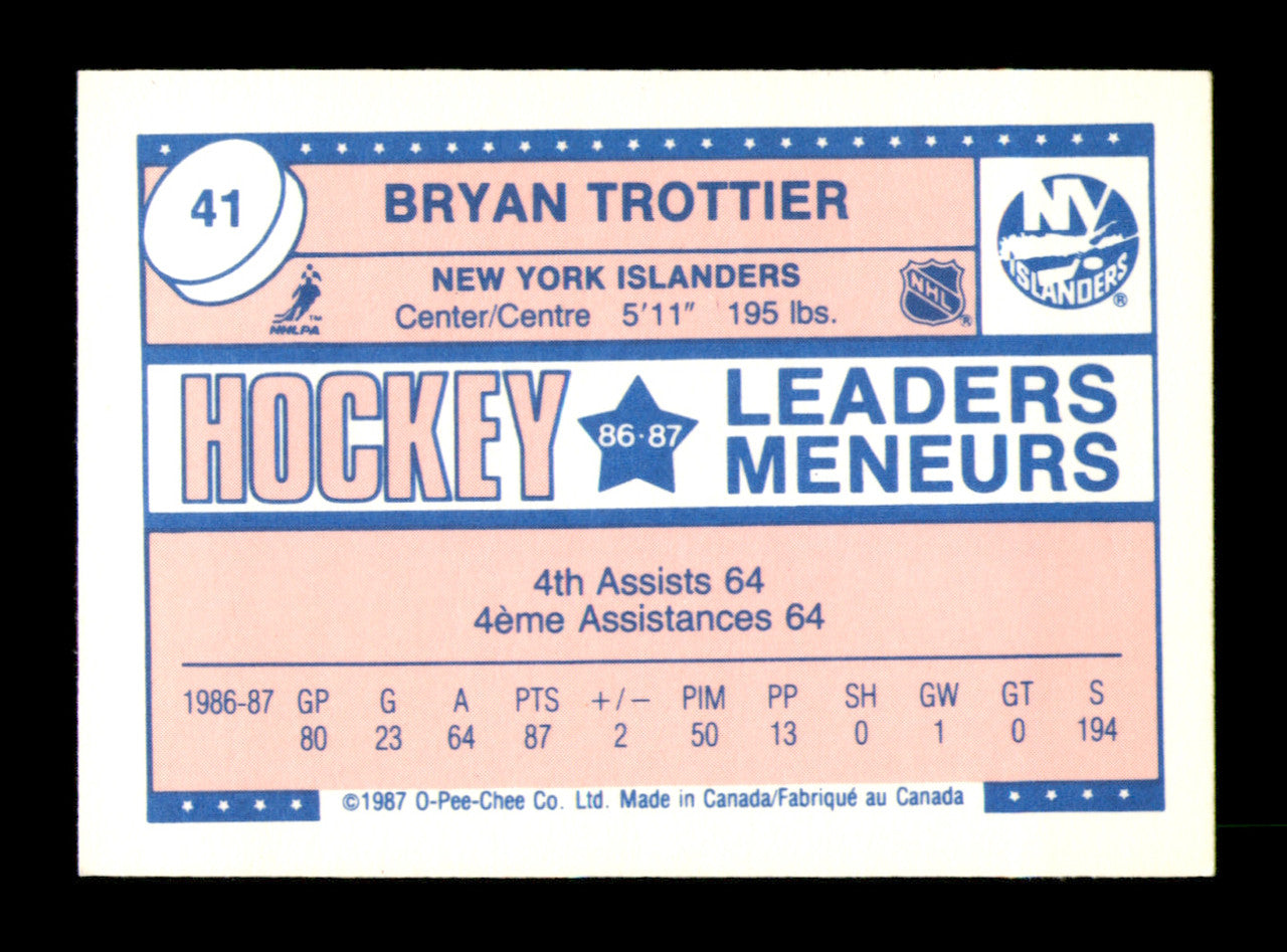 Bryan Trottier Autographed 1987-88 O-Pee-Chee Minis Card #41 New York Islanders SKU #251673