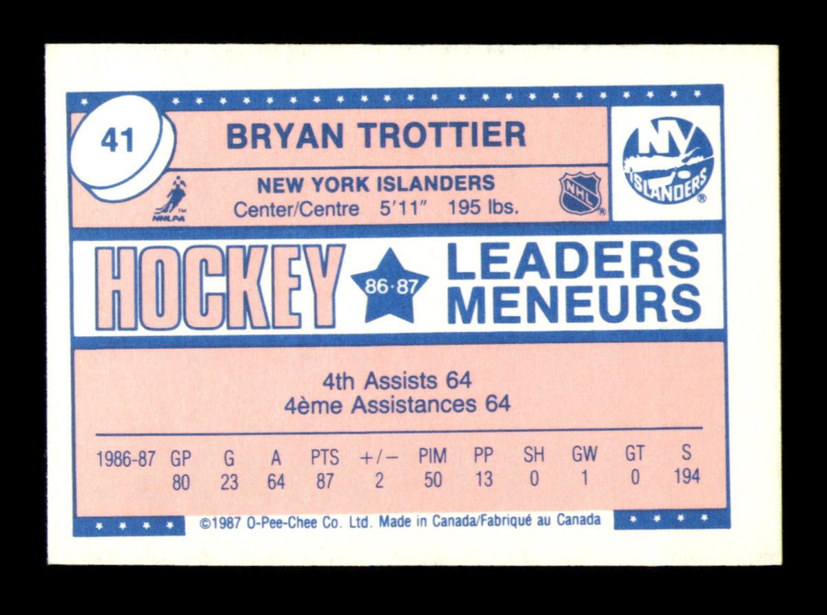 Bryan Trottier Autographed 1987-88 O-Pee-Chee Minis Card #41 New York Islanders SKU #251674
