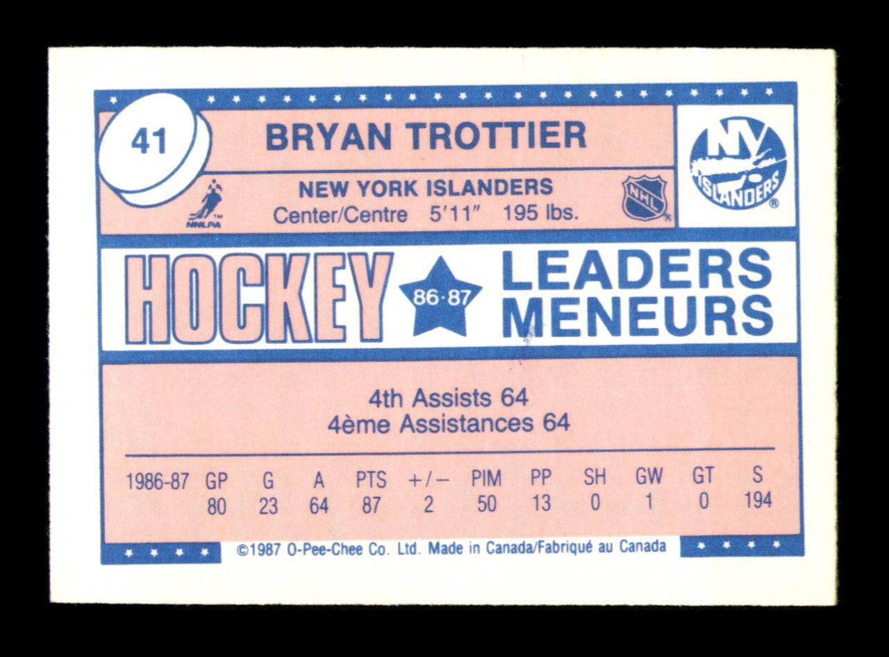 Bryan Trottier Autographed 1987-88 O-Pee-Chee Minis Card #41 New York Islanders SKU #251675