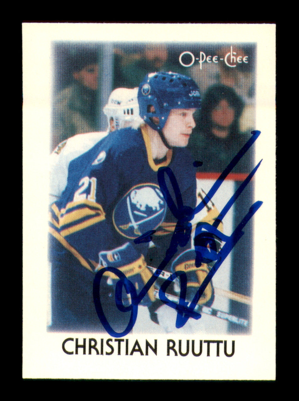 Christian Ruuttu Autographed 1987-88 O-Pee-Chee Minis Card #37 Buffalo Sabres SKU #251683