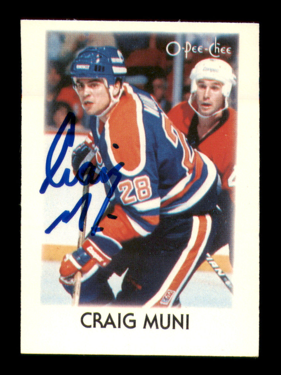 Craig Muni Autographed 1987-88 O-Pee-Chee Minis Rookie Card #30 Edmonton Oilers SKU #251692