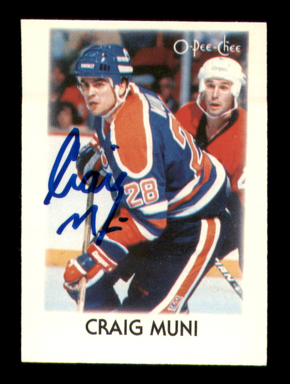 Craig Muni Autographed 1987-88 O-Pee-Chee Minis Rookie Card #30 Edmonton Oilers SKU #251693