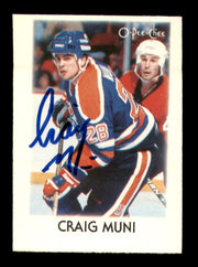 Craig Muni Autographed 1987-88 O-Pee-Chee Minis Rookie Card #30 Edmonton Oilers SKU #251694