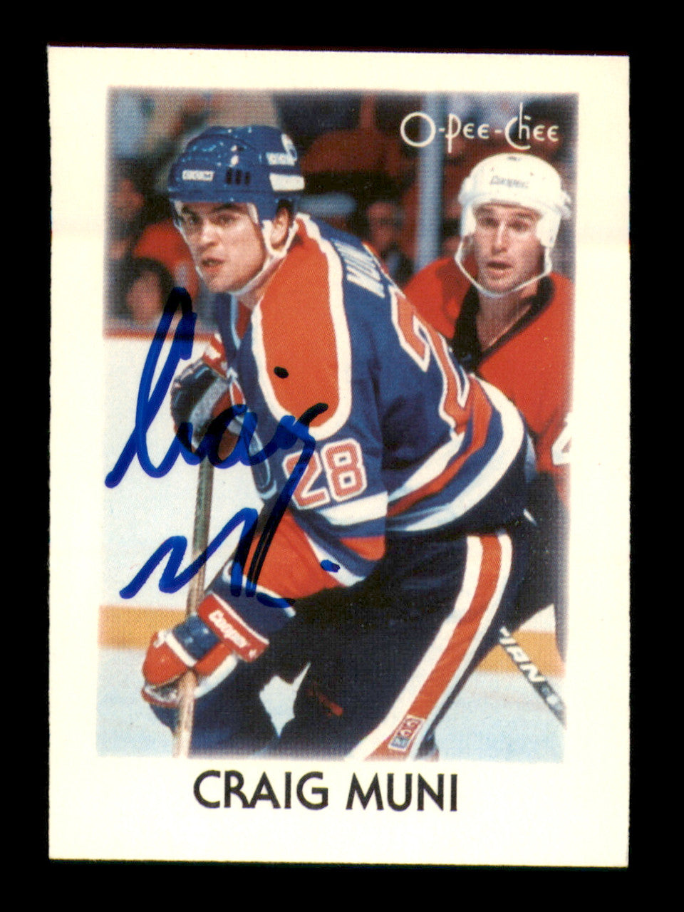 Craig Muni Autographed 1987-88 O-Pee-Chee Minis Rookie Card #30 Edmonton Oilers SKU #251695