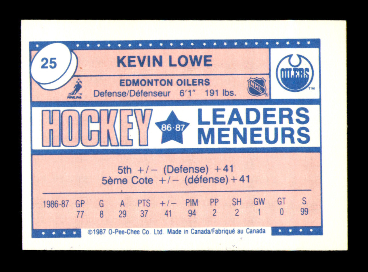 Kevin Lowe Autographed 1987-88 O-Pee-Chee Minis Card #25 Edmonton Oilers SKU #251712