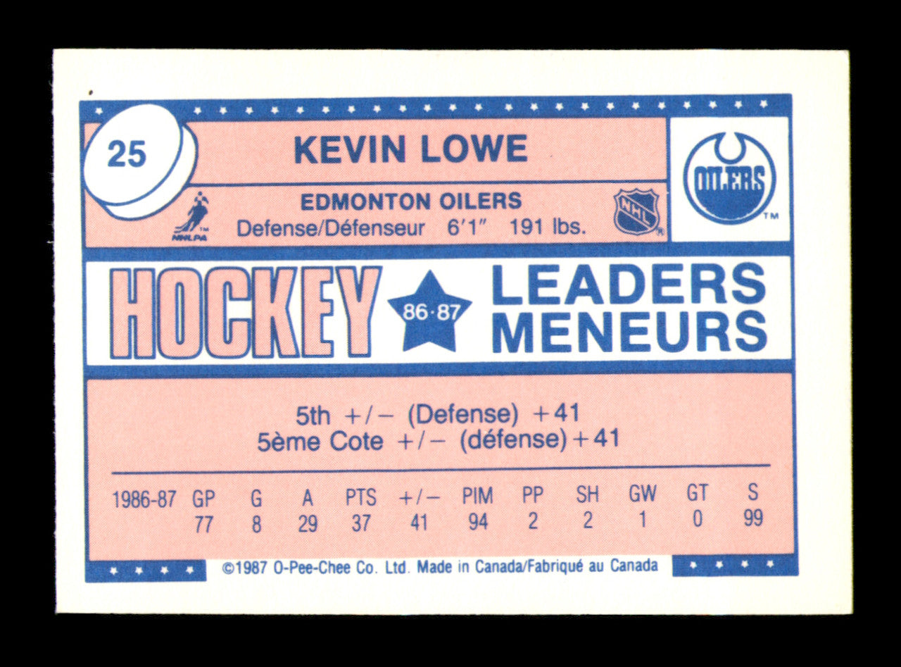Kevin Lowe Autographed 1987-88 O-Pee-Chee Minis Card #25 Edmonton Oilers SKU #251714