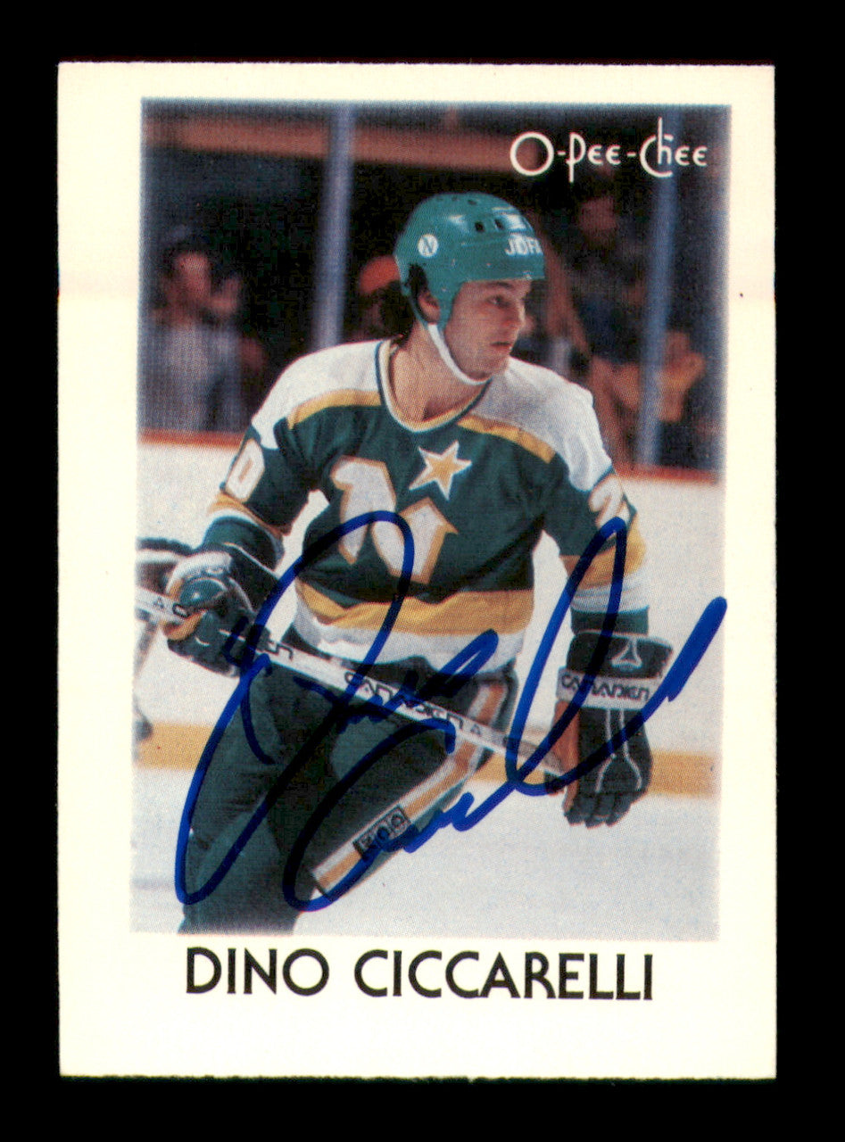 Dino Ciccarelli Autographed 1987-88 O-Pee-Chee Minis Card #7 Minnesota North Stars SKU #251736