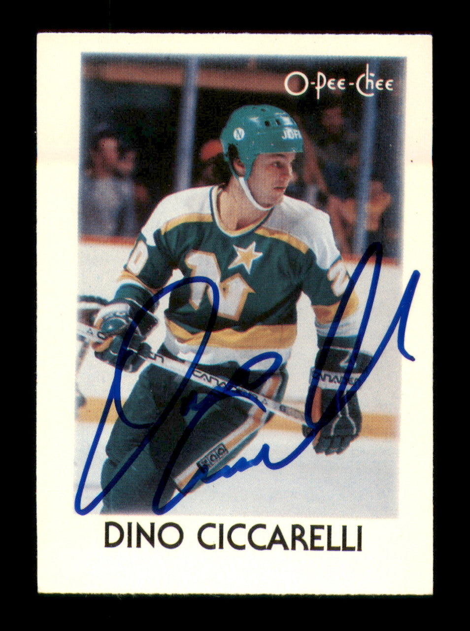 Dino Ciccarelli Autographed 1987-88 O-Pee-Chee Minis Card #7 Minnesota North Stars SKU #251737