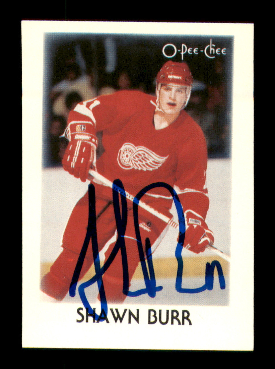 Shawn Burr Autographed 1987-88 O-Pee-Chee Minis Card #5 Detroit Red Wings SKU #251739