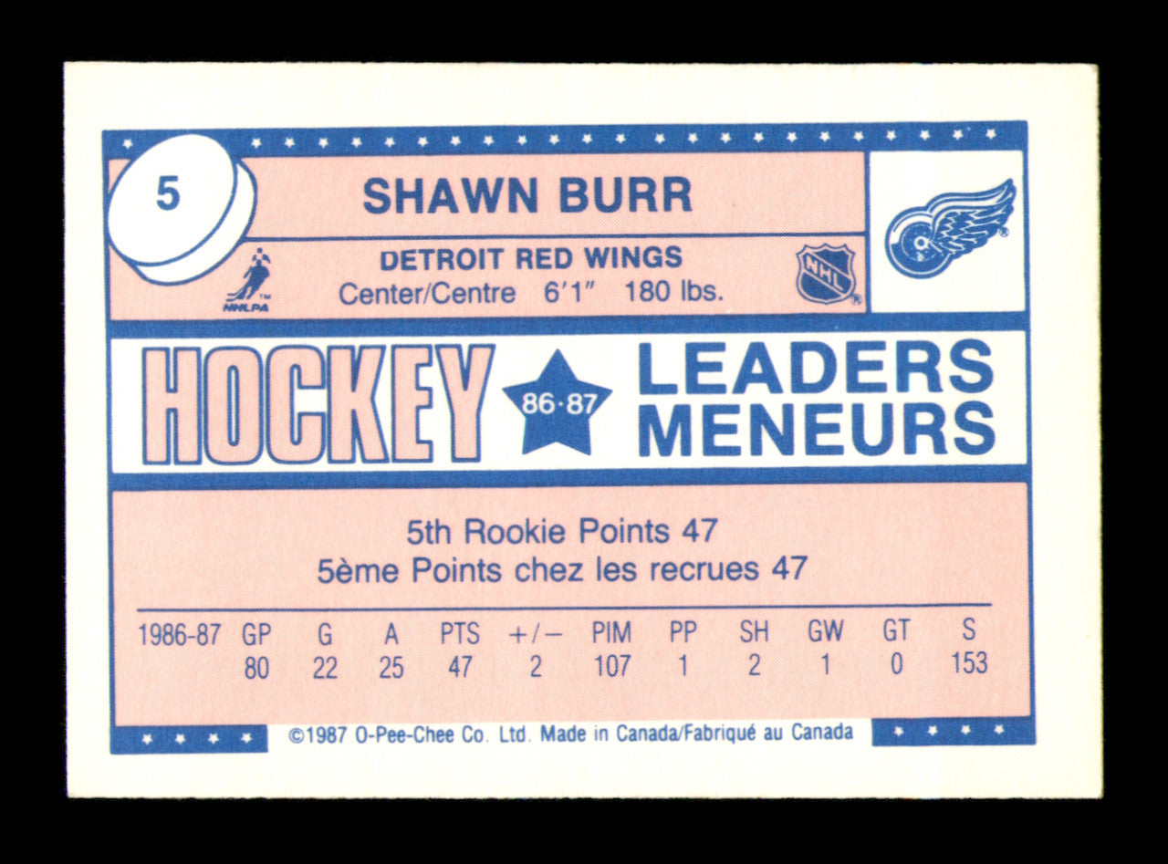 Shawn Burr Autographed 1987-88 O-Pee-Chee Minis Card #5 Detroit Red Wings SKU #251744