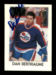 Dan Berthiaume Autographed 1987-88 O-Pee-Chee Minis Rookie Card #3 Winnipeg Jets SKU #251745