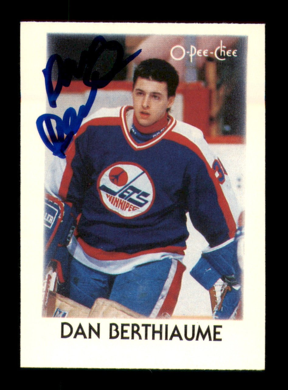Dan Berthiaume Autographed 1987-88 O-Pee-Chee Minis Rookie Card #3 Winnipeg Jets SKU #251746