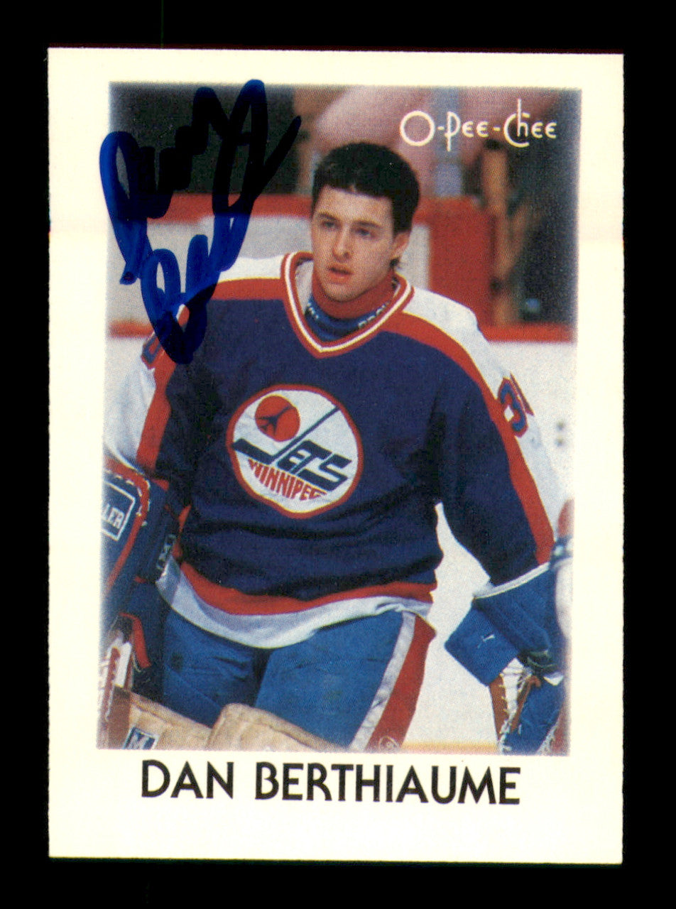 Dan Berthiaume Autographed 1987-88 O-Pee-Chee Minis Rookie Card #3 Winnipeg Jets SKU #251748