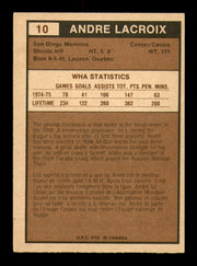 Andre Lacroix Autographed 1975-76 O-Pee-Chee WHA Card #10 San Diego Mariners SKU #251755