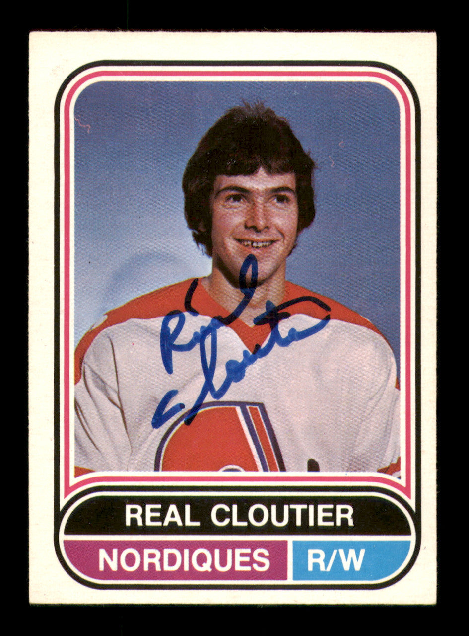 Real Cloutier Autographed 1975-76 O-Pee-Chee WHA Card #16 Quebec Nordiques SKU #251760