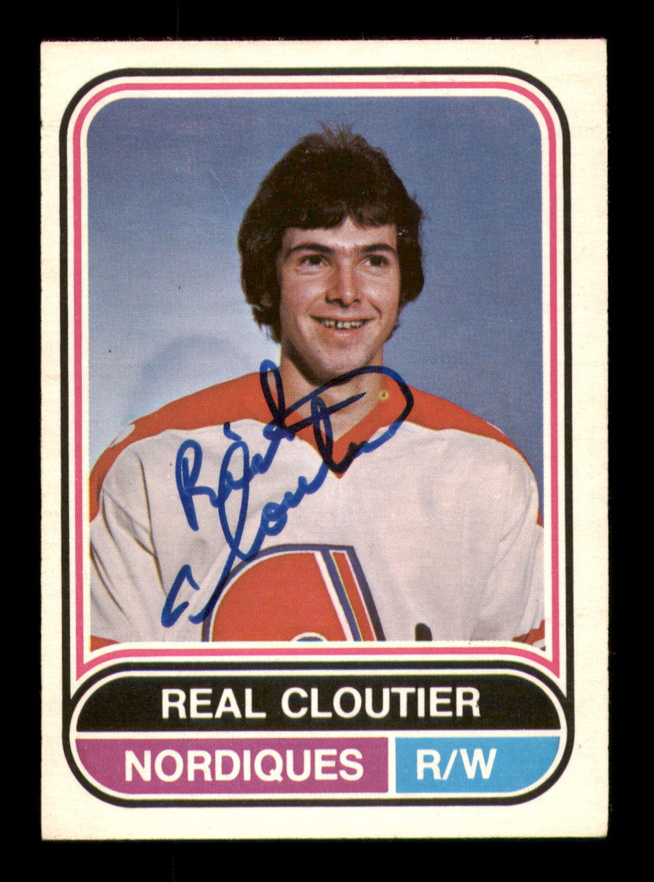 Real Cloutier Autographed 1975-76 O-Pee-Chee WHA Card #16 Quebec Nordiques SKU #251761