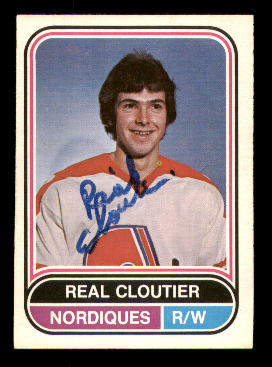Real Cloutier Autographed 1975-76 O-Pee-Chee WHA Card #16 Quebec Nordiques SKU #251762