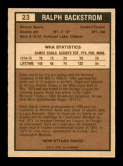 Ralph Backstrom Autographed 1975-76 O-Pee-Chee WHA Card #23 Ottawa Civics SKU #251764