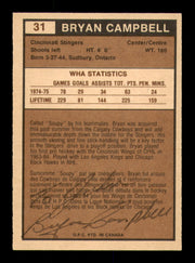 Bryan Campbell Autographed 1975-76 O-Pee-Chee WHA Card #31 Cincinnati Stingers "To John" (Signed on Back) SKU #251771