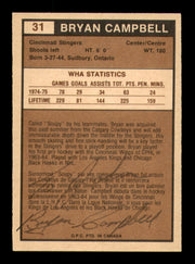Bryan Campbell Autographed 1975-76 O-Pee-Chee WHA Card #31 Cincinnati Stingers "To John" (Signed on Back) SKU #251772