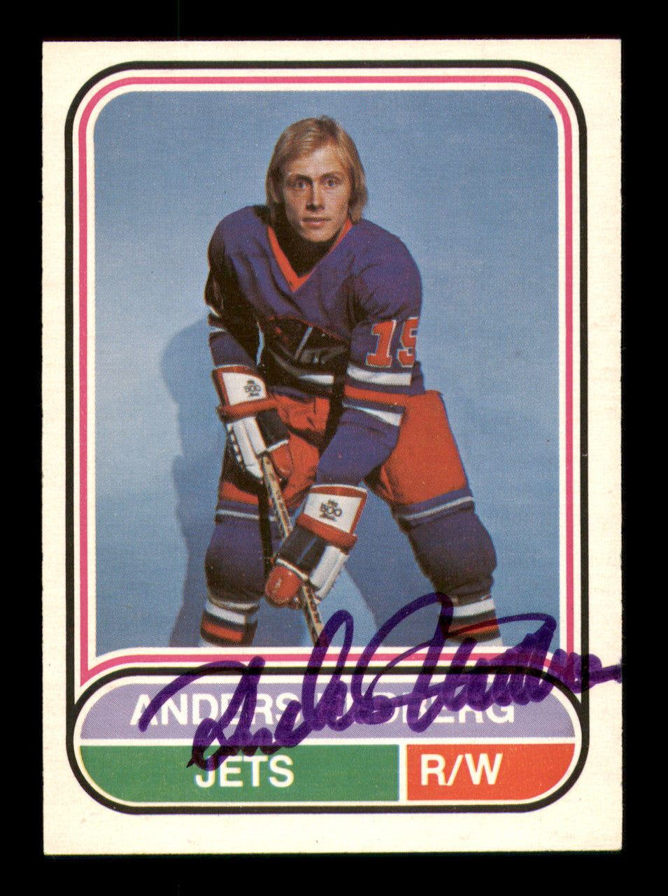 Anders Hedberg Autographed 1975-76 O-Pee-Chee WHA Card #40 Winnipeg Jets SKU #251773