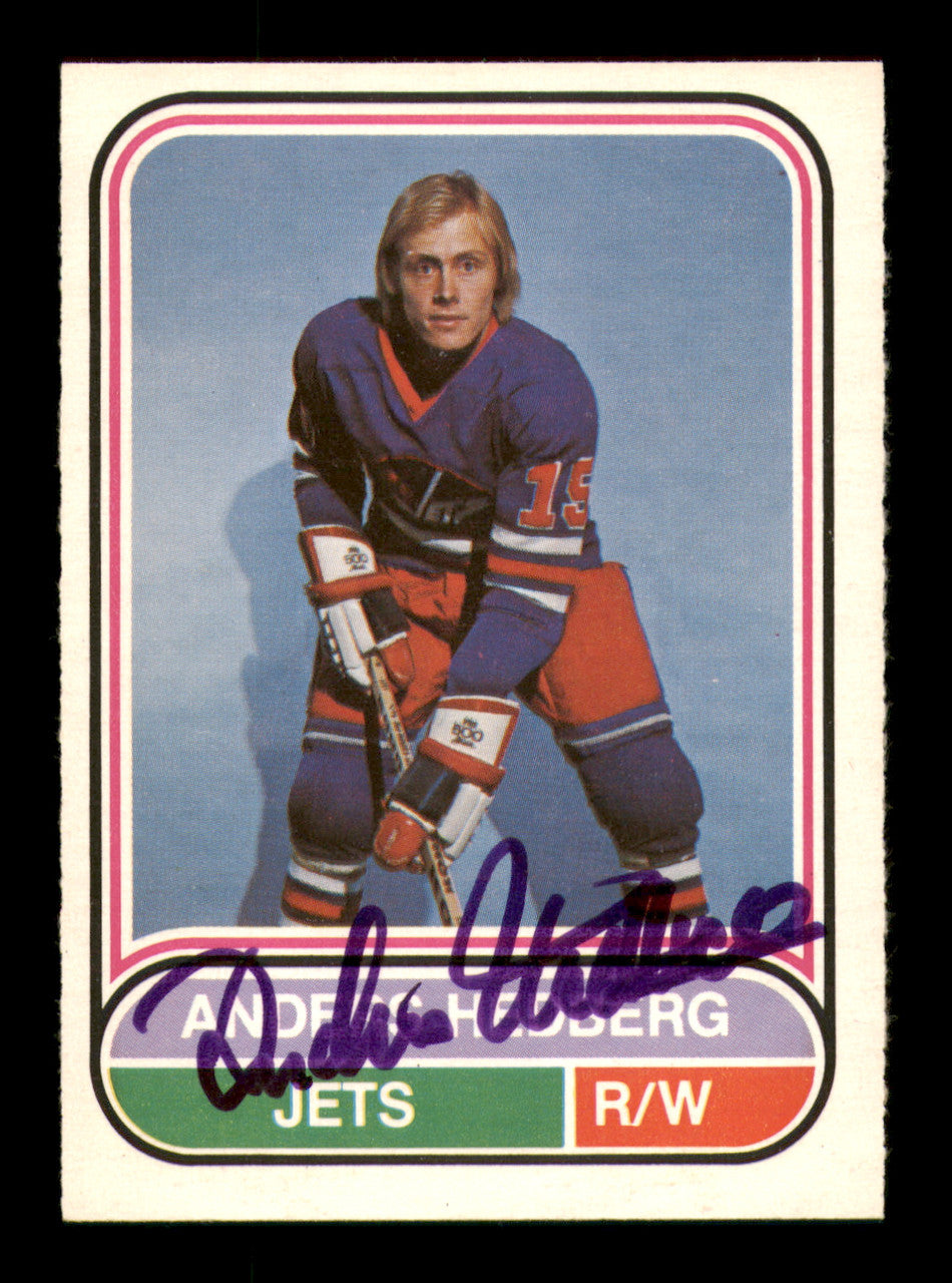 Anders Hedberg Autographed 1975-76 O-Pee-Chee WHA Card #40 Winnipeg Jets SKU #251774