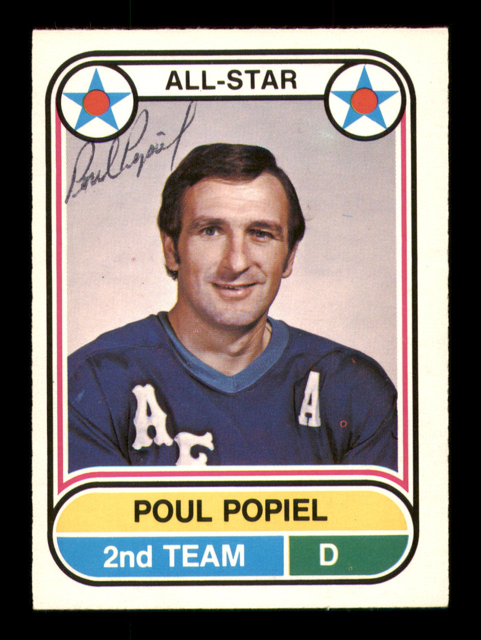 Poul Popiel Autographed 1975-76 O-Pee-Chee WHA Card #68 Houston Aeros SKU #251796