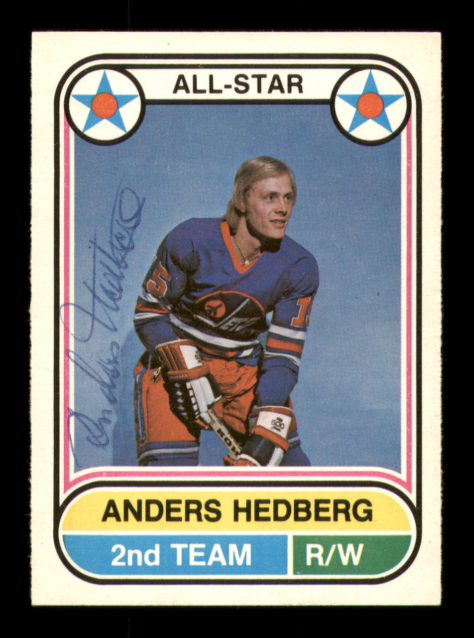 Anders Hedberg Autographed 1975-76 O-Pee-Chee WHA Card #72 Winnipeg Jets SKU #251814