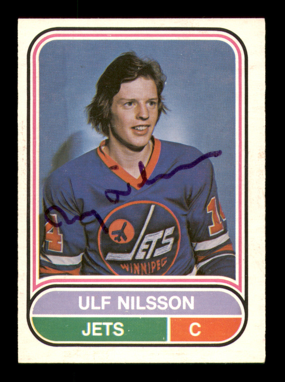 Ulf Nilsson Autographed 1975-76 O-Pee-Chee WHA Card #83 Winnipeg Jets SKU #251821