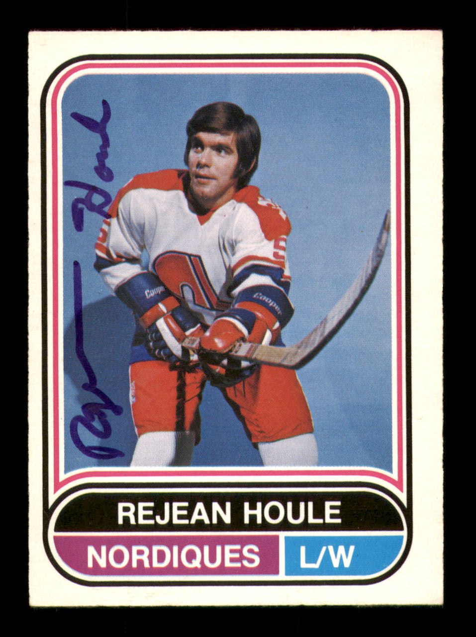 Rejean Houle Autographed 1975-76 O-Pee-Chee WHA Card #84 Quebec Nordiques SKU #251827