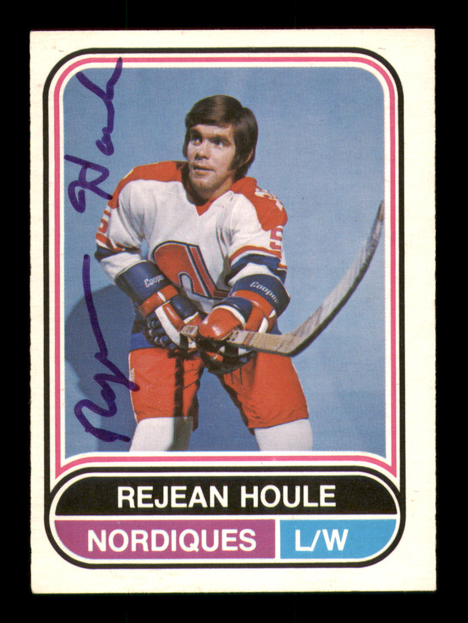 Rejean Houle Autographed 1975-76 O-Pee-Chee WHA Card #84 Quebec Nordiques SKU #251828