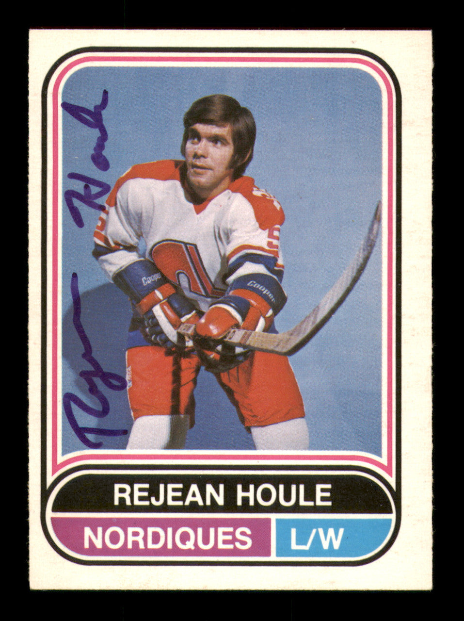Rejean Houle Autographed 1975-76 O-Pee-Chee WHA Card #84 Quebec Nordiques SKU #251829