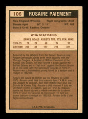Rosaire Paiement Autographed 1975-76 O-Pee-Chee WHA Card #106 Hartford Whalers SKU #251848
