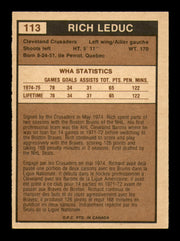 Rich Leduc Autographed 1975-76 O-Pee-Chee WHA Card #113 Cleveland Crusaders SKU #251863