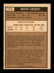 Rich Leduc Autographed 1975-76 O-Pee-Chee WHA Card #113 Cleveland Crusaders SKU #251864