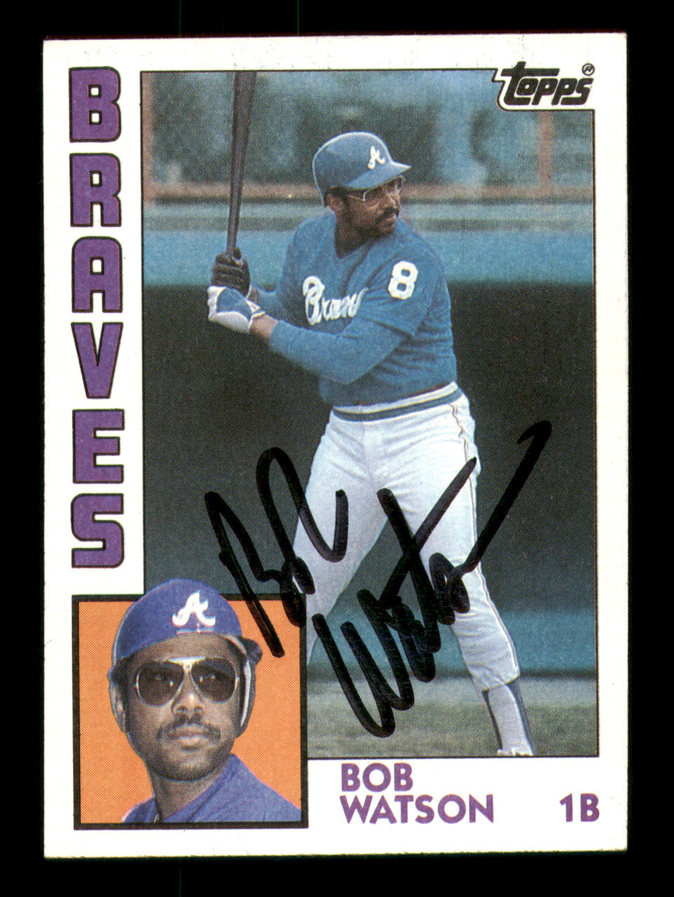 Bob Watson Autographed 1984 Topps Card #739 Atlanta Braves SKU #251888