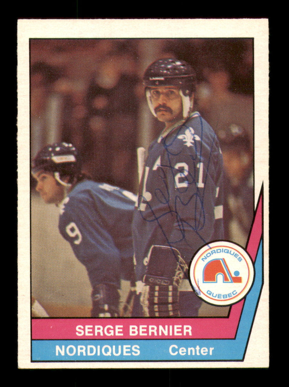 Serge Bernier Autographed 1977-78 O-Pee-Chee WHA Card #60 Quebec Nordiques SKU #251897